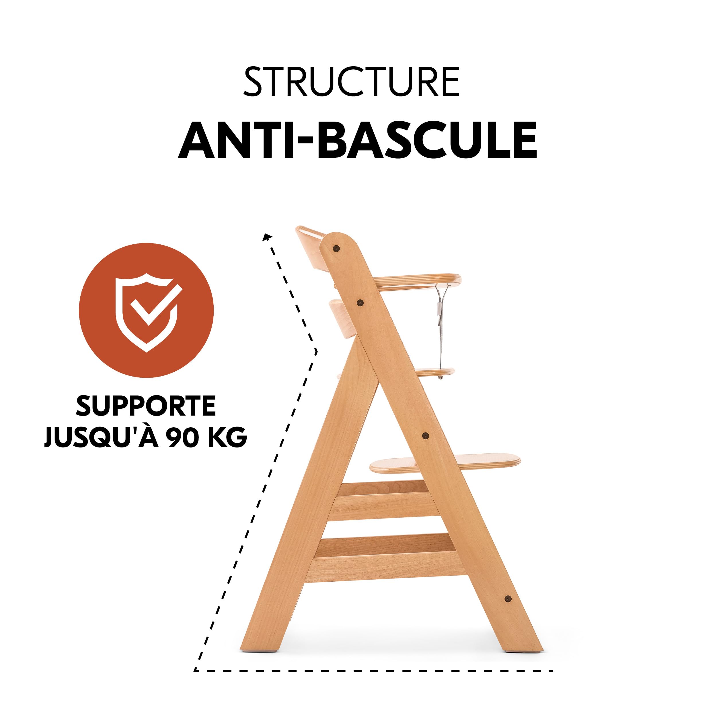 hauck Chaise Haute Bébé Alpha+ avec Siège Nouveau-né Deluxe - Natural | Chaise haute évolutive en bois, de la naissance à 90 kg, inclus assise avec arche éveil bébé, coussin, idéal pour repas