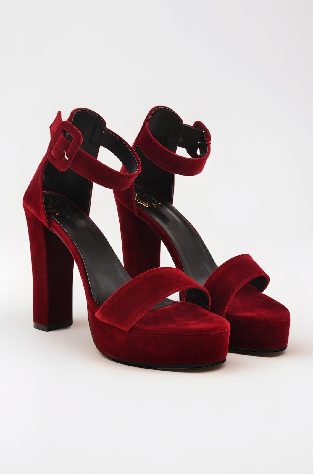 Women’s Velvet Block Heel Sandals – Stylish Comfortable Open Toe Platform with Ankle Strap, Party & Evening