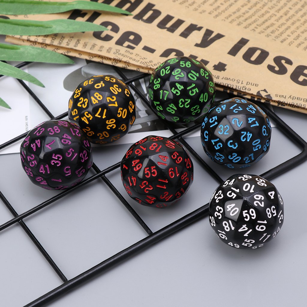 OVERTOYOU Juego de 6 dados poliédricos D60 de 60 caras para juegos de mesa de juegos de mesa de casino RPG