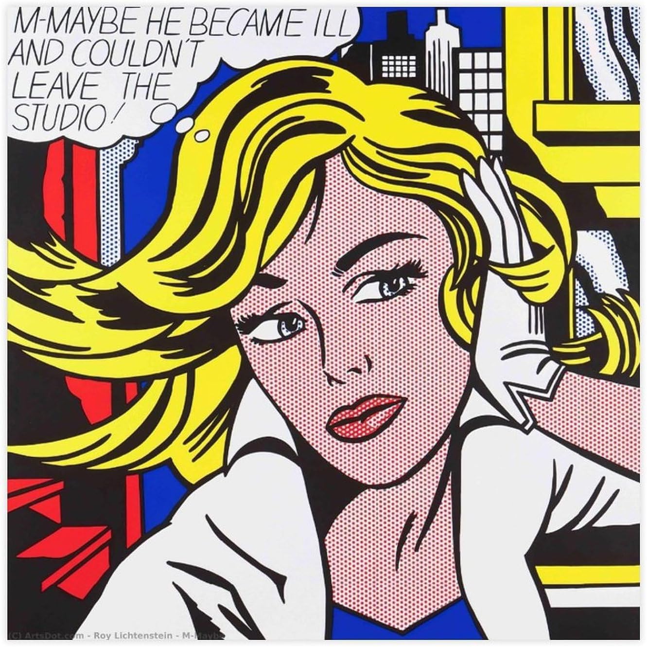 ZZYGGN GMGSW M-Maybe by Roy Lichtenstein Canvas Poster Illustrations Wall Art Pop Painting Roy Lichtenstein Prints for Home Picture Decor 50x50cm Frameless