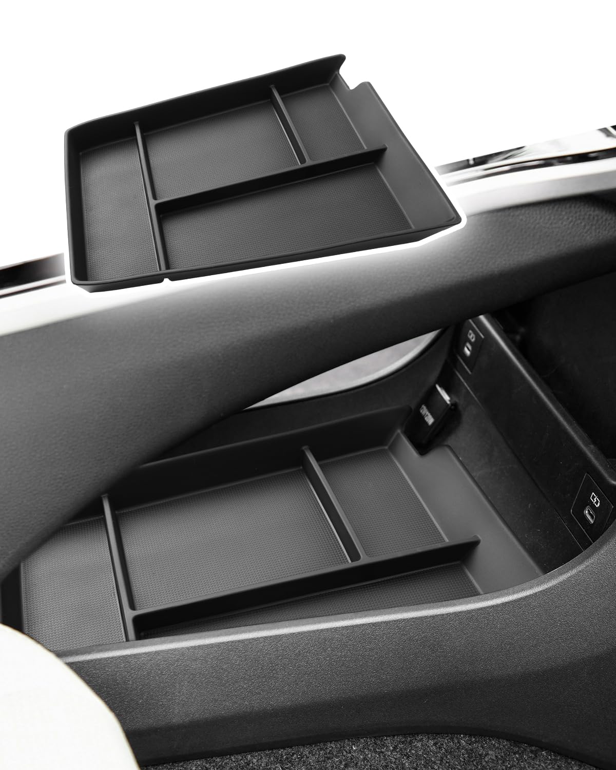 Photo 1 of CDEFG for Toyota bZ4X/Subaru Solterra 2023-2025 Accessories Lower Center Console Storage Tray Bottom Organizer 2023 2024 2025