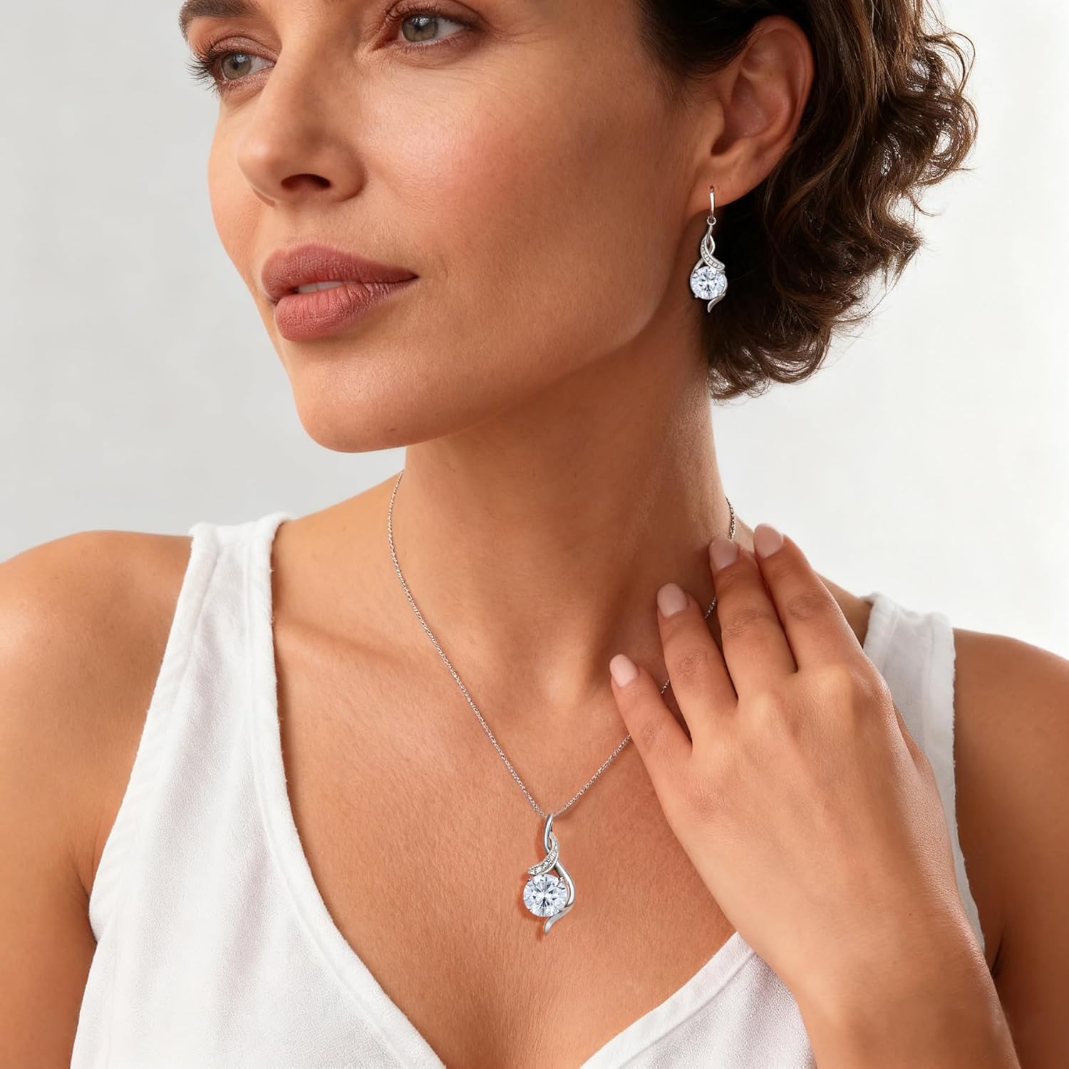 Women‘s Birthstone Pendant Necklace S925 Sterling Silver Imitation Diamond Infinity Necklace Jewelry Gift for Her - Image 3