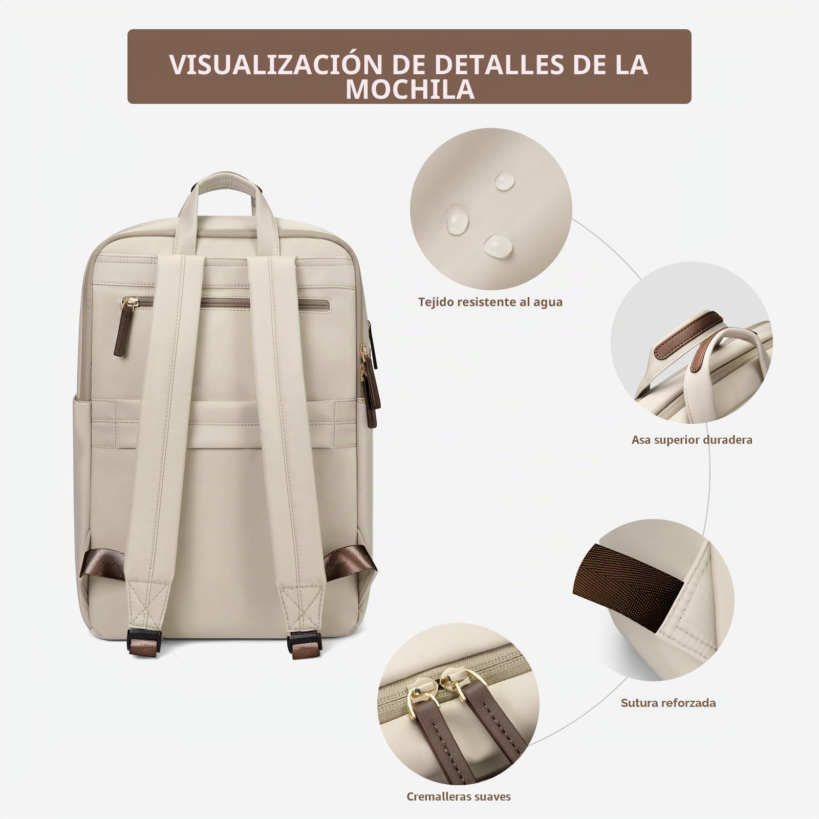 GOLF SUPAGS Mochila viaje, Mochila Mujer, Mochila Escolar Universidades Impermeable para Ordenador Portátil de hasta 17 Pulgadas,Para Estudios, Viajes, Trabajo, Casual, Avion Albaricoque