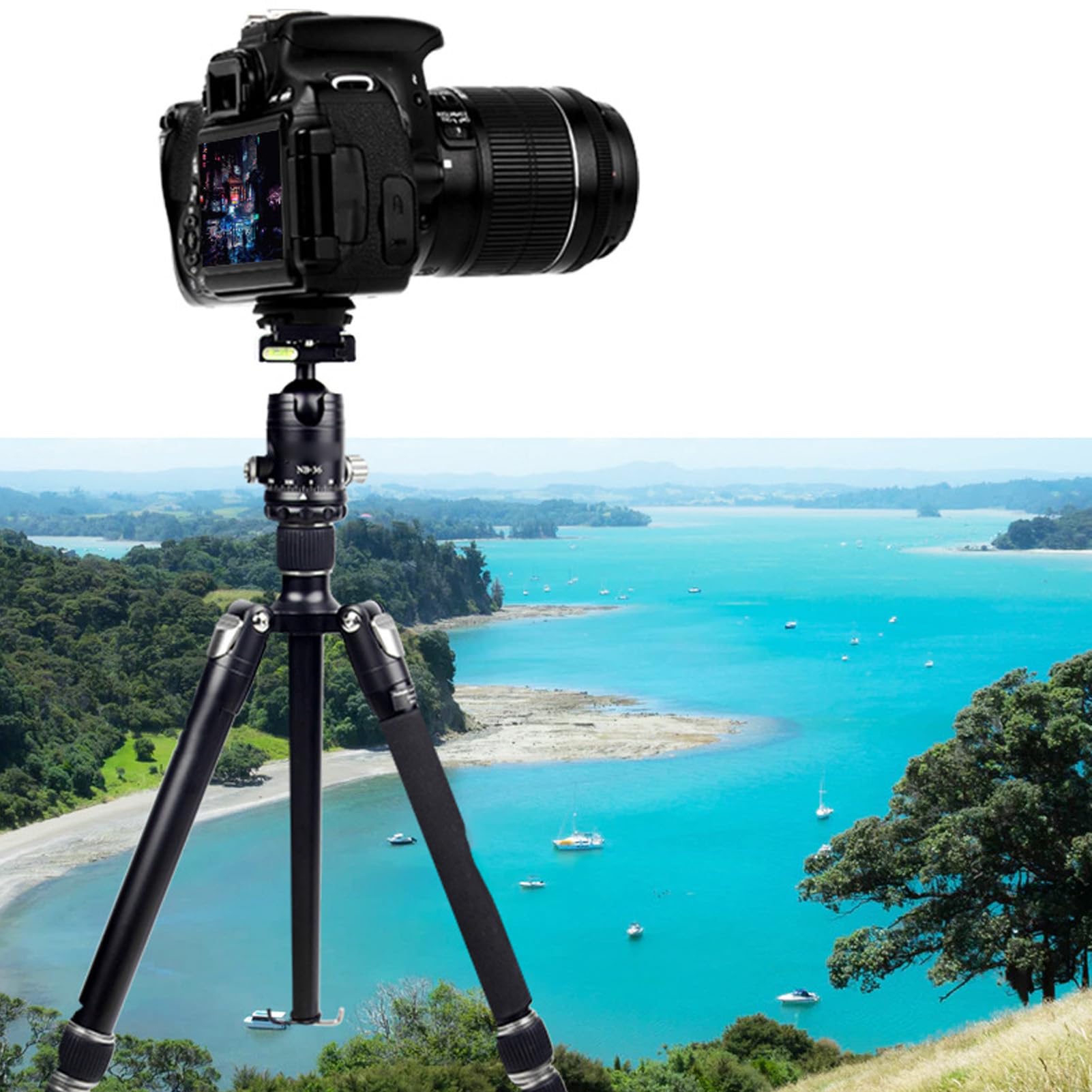 Treppiede da Viaggio in Lega di Alluminio, Monopod Leggero per | Treppiede portatile con testa a sfera da 360 gradi, altezza massima 62 pollici, per fotografia all\'aperto e streaming live