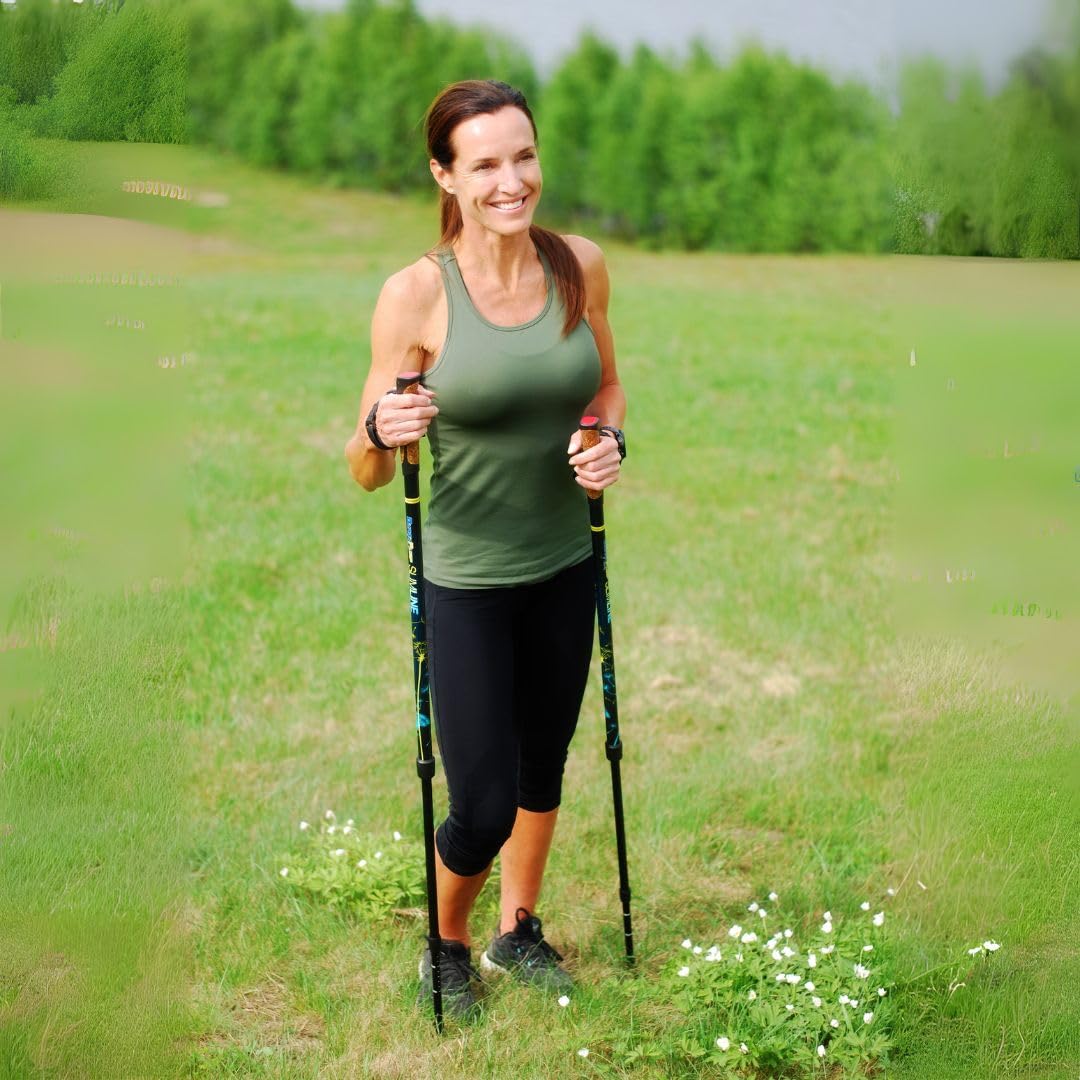 BungyPump Slimline - Bastoni da allenamento Nordic Walking con 4 kg di resistenza e sospensioni (95-135 cm), per allenamento quotidiano e riabilitazione, con cinturino da polso e piedini in gomma