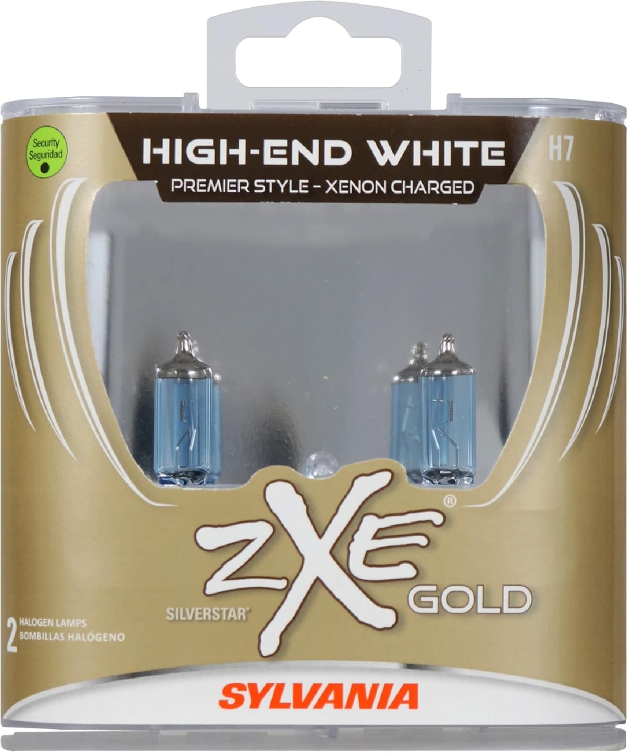 SYLVANIA - H7 (64210) SilverStar zXe GOLD High Performance Halogen Headlight Bulb - Headlight & Fog Light, Bright White Light Output, Best HID Alternative, Xenon Charged Technology (Contains 2 Bulbs)