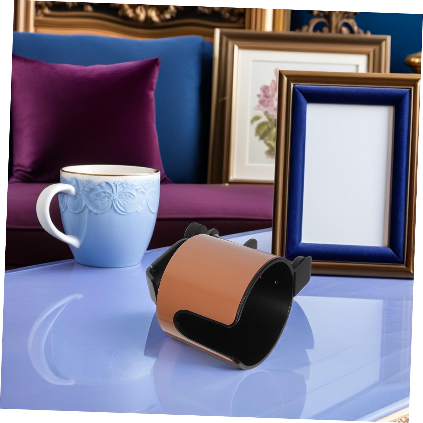 Portavasos de Mesa Soporte para Auriculares Giratorio Organizador para Botellas de Agua y Bebidas para Escritorios de Ordenador y Gaming