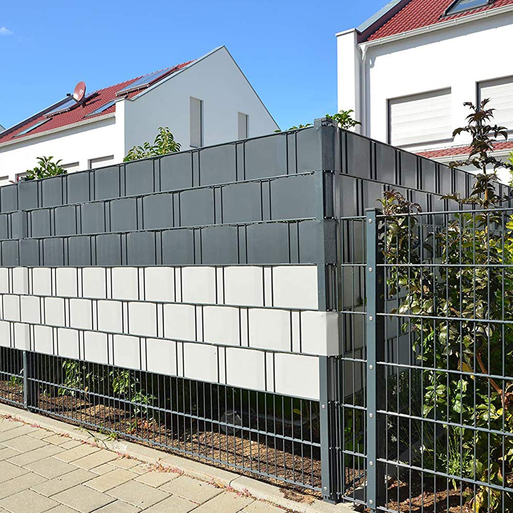 Froadp Listwy Prywatności z PCV Ekran Prywatności W Zestawie 120 Klipsów Mocujących do Ogrodzeń z Pojedynczych i Podwójnych Prętów Folia Prywatności do Ogrodzenia Ogrodu Balkonu (260M x 19CM, Szary)