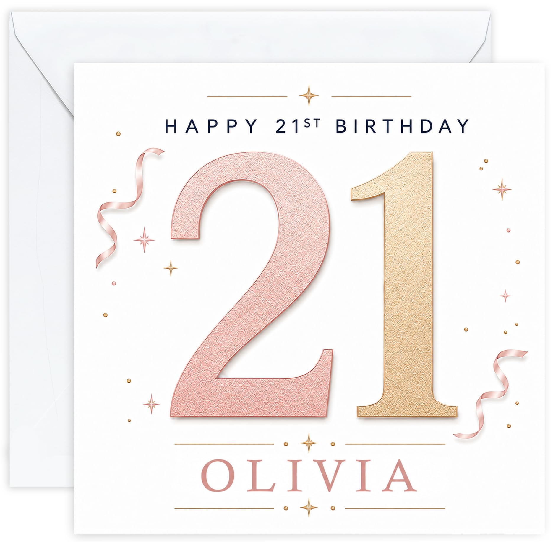 Personalised 21st Birthday Card for Her | Twenty First Birthday Card for 21 Year Old Women | Daughter Sister Niece Granddaughter Friend | Female Birthday Card with Name (Design 09)