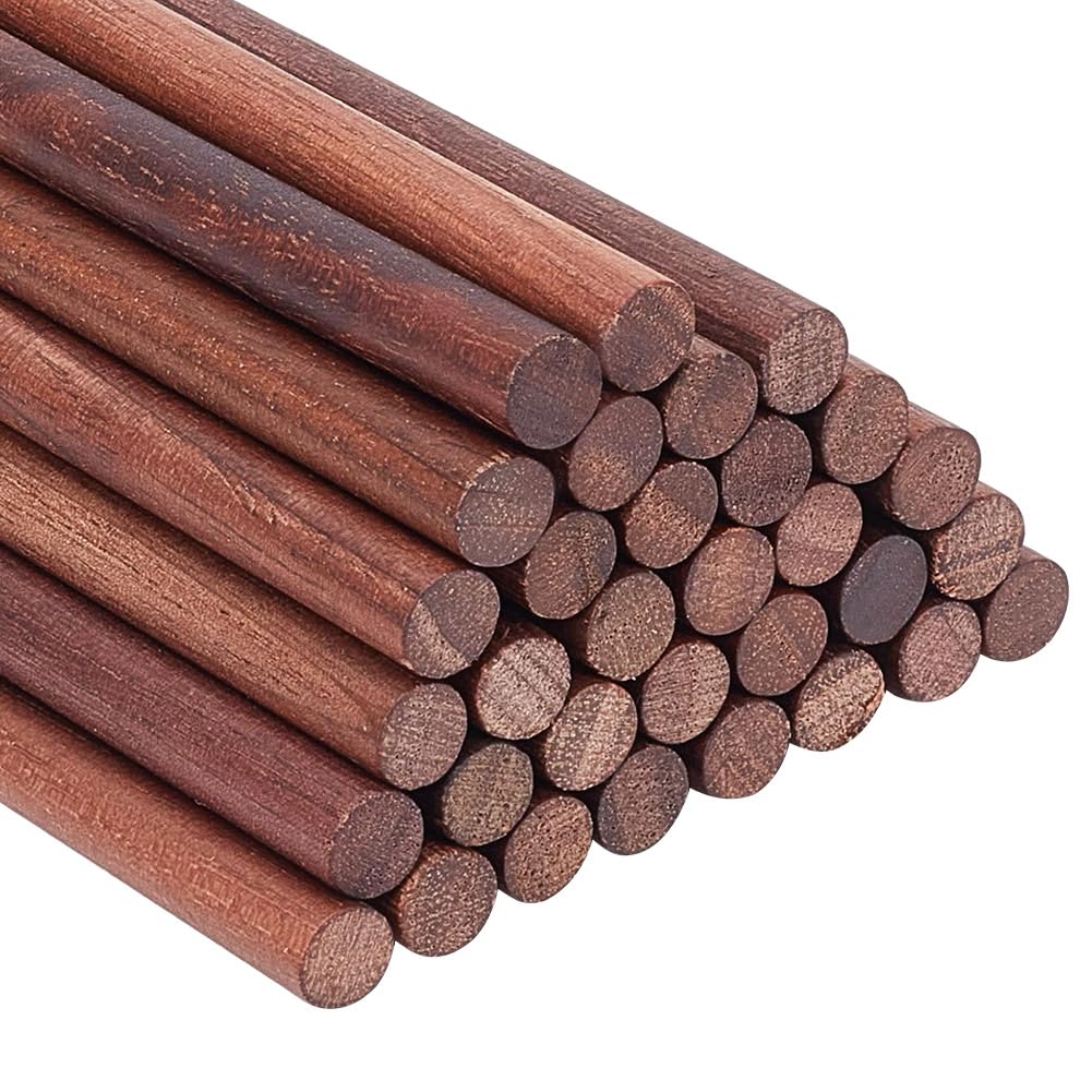 30 niedokończonych prętów kołkowych z orzecha włoskiego 8-10 mm x 150 do majsterkowania | Zestaw 30 gładkich patyczków drewnianych do miniaturowych modeli, projektów kreatywnych, wystroju wnętrz(8mm)