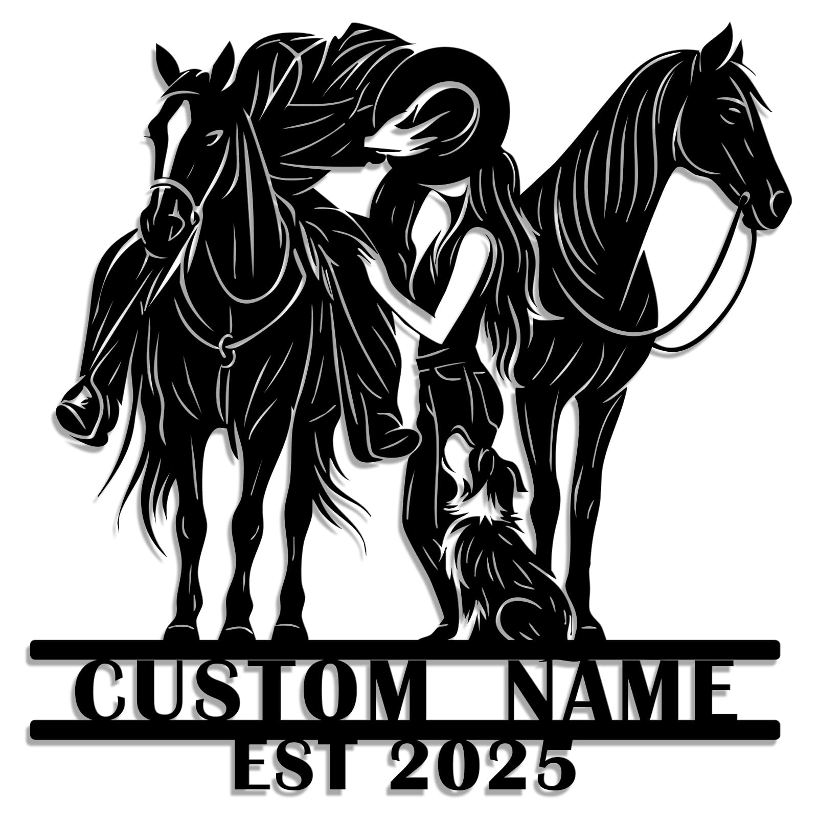 Personalized Cowboy & Cowgirl Metal Sign – Custom Western Horse Riding Wall Art – Rustic Ranch Decoration for Farmhouse, Barn, or Outdoor Spaces (Style-6)