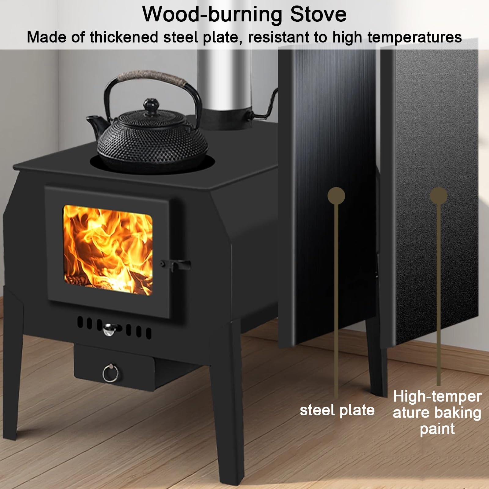 Stufa a Legna con Forno, Cucina a Legna, Resistente Alle Alte Temperature, con Oblò, per Grigliare, Cucinare e Riscaldare