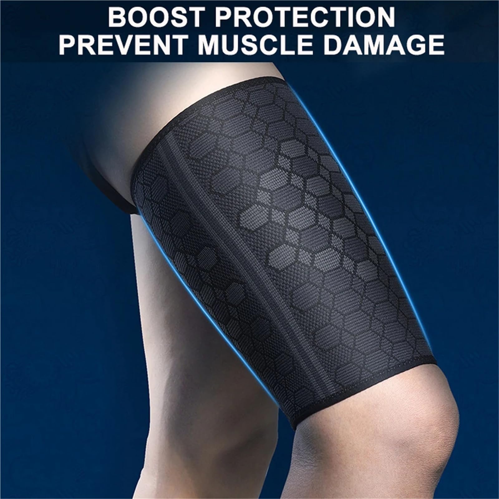 Manchon de compression de jambe Manchon de compression élastique, orthèse cuisse, bandage for blessure musculaire, ischio-jambiers, salle sport
