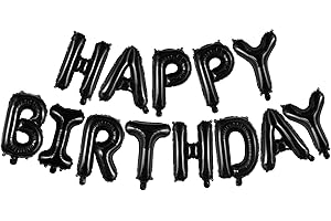 Black Happy Birthday Balloons Banner