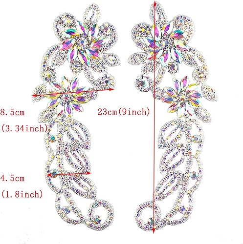 Miniatura 5 de PEARLY JUN Apliques de diamantes de imitación de plata con apliques de diamantes para vestidos, costura a mano, proyectos de manualidades, ropa de