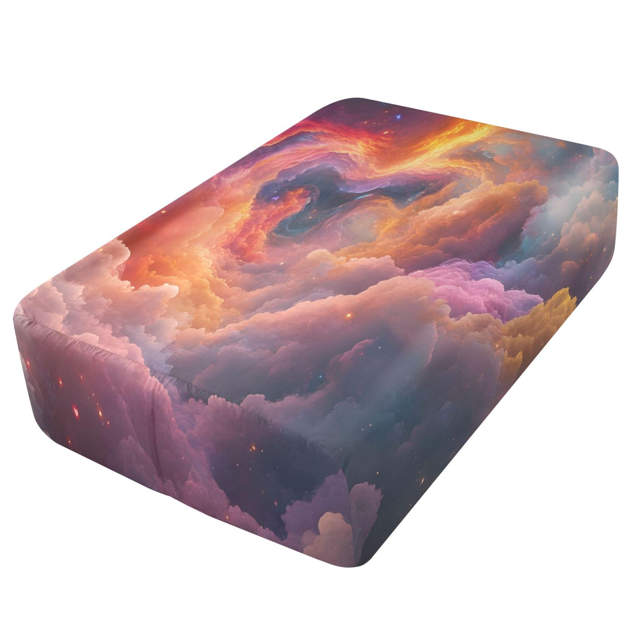 Colorful Clouds Sábana bajera individual para colchón de aire, bolsillo extra profundo de 24 pulgadas, funda suave y transpirable con apertura de válvula de cremallera para cama de aire
