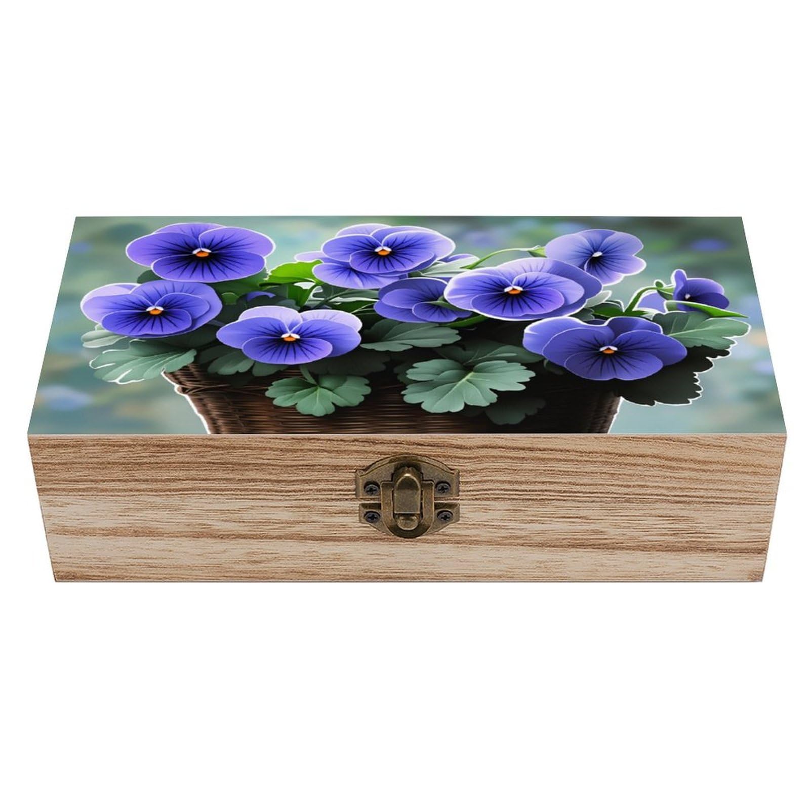 asbwuo Beautiful Purple Flower Vintage Wooden Keepsake Box