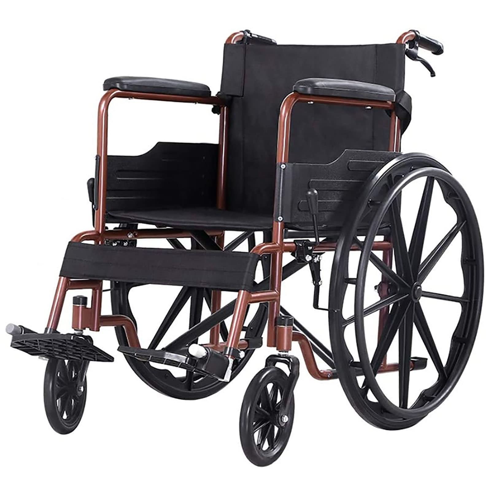 SXSLTSA Lightweight Aluminium Wheelchair, Lightweight Medical Transport Wheelchair with Armrests and Handbrakes with Lockable Handbrakes