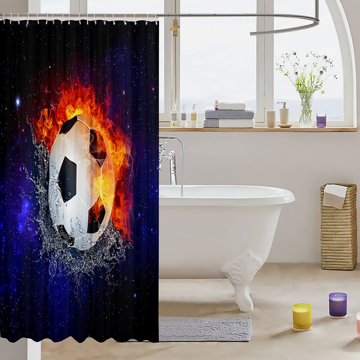 Tenda da doccia decorativa a forma di pallone da calcio in