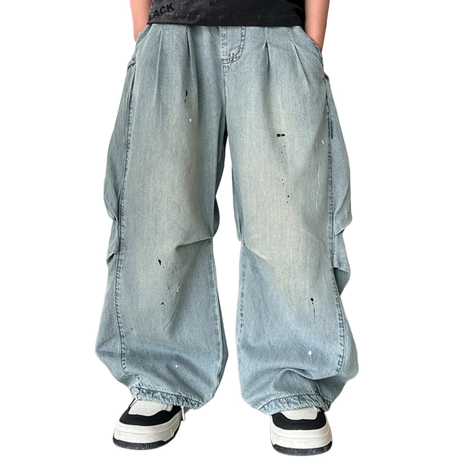 Genérico Jeans Niños - Pantalones Vaqueros Informales para Niños De Corte Holgado Cómodos con Cintura Elástica para Jugar Y para El Día A Día Suave Y Resistente con Un Diseño Moda Jeans