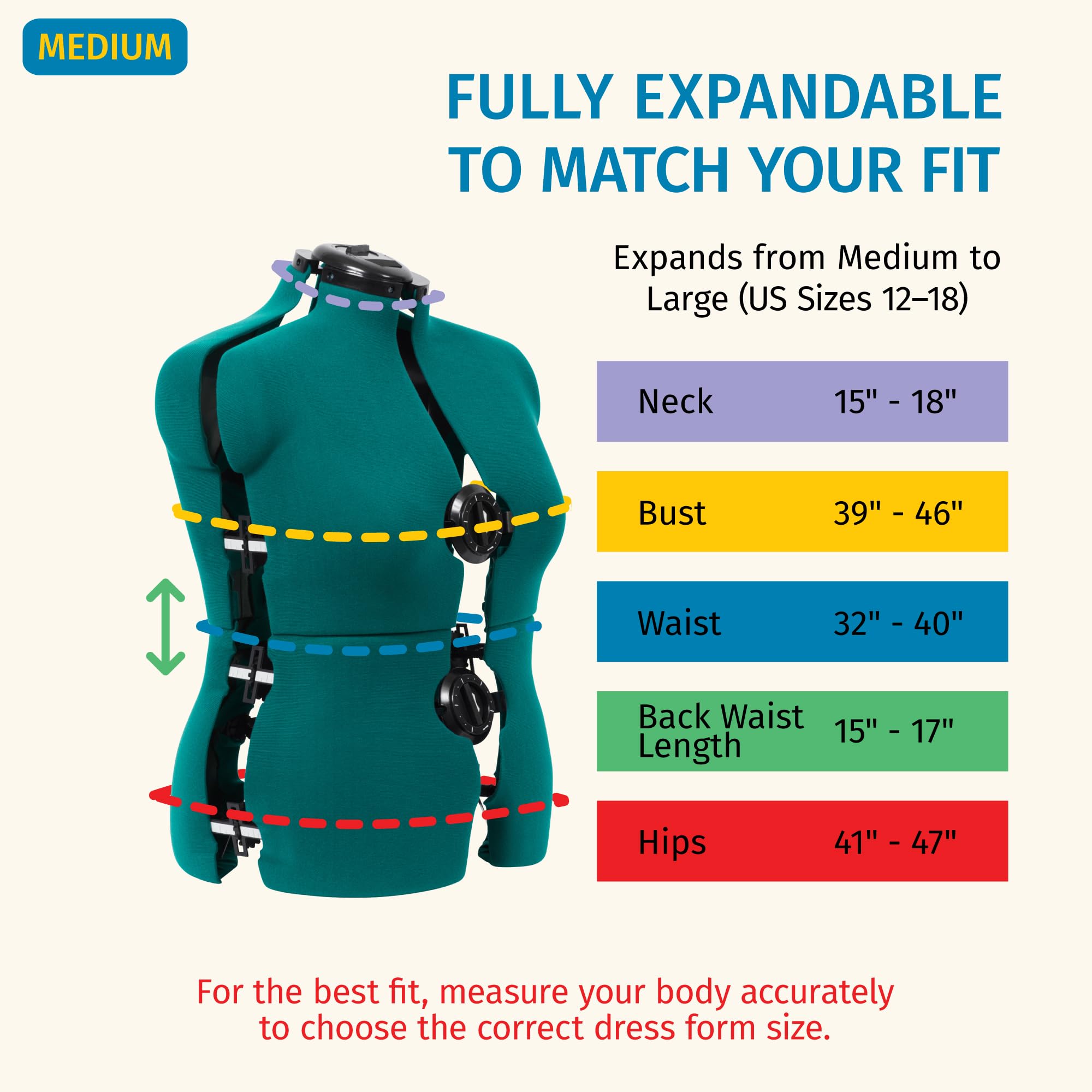 Dritz Sew You Adjustable Dress Form MediumLarge Sizes US 12-18 | Female Clothing Mannequin for Sewing Fitting and Draping product thumbnail 4