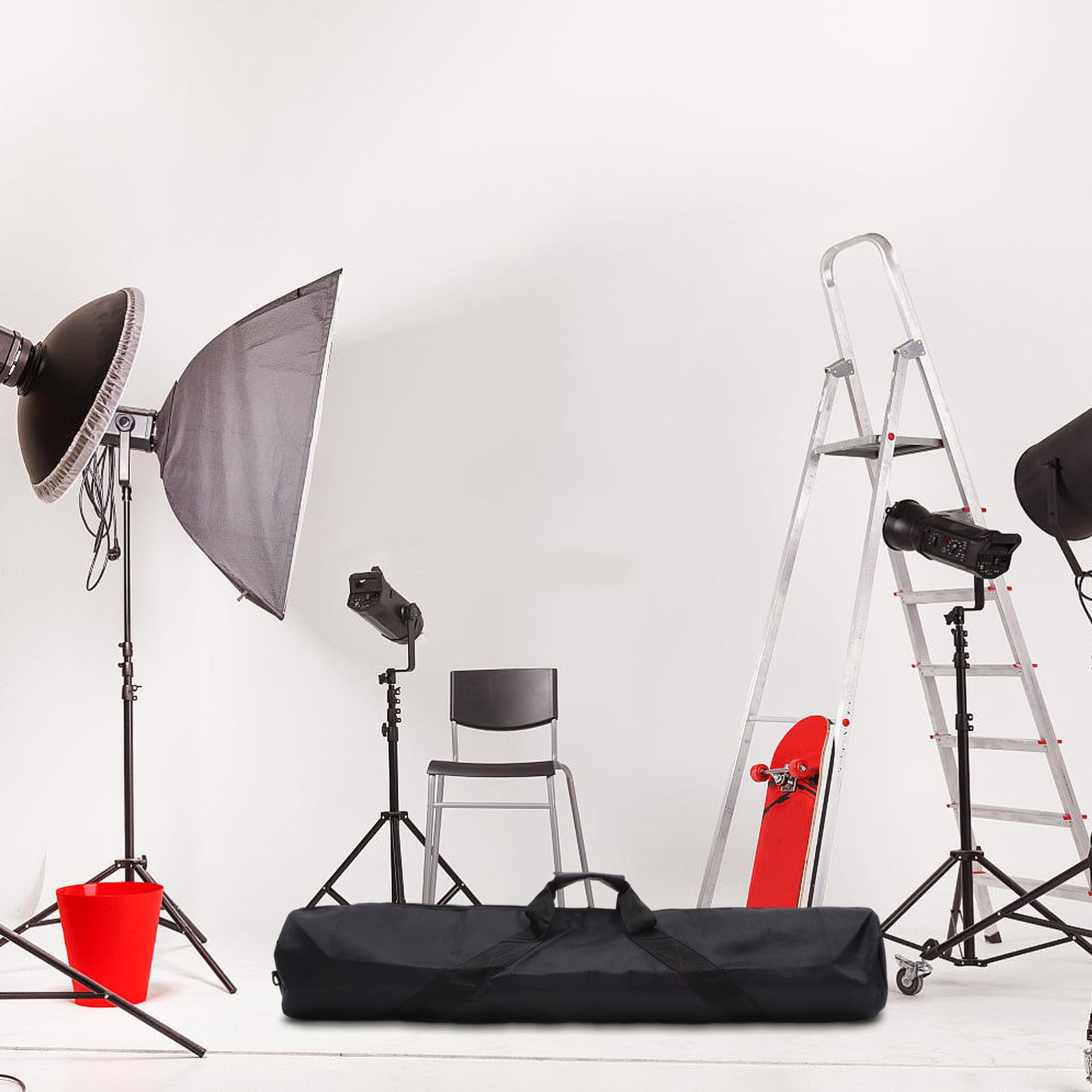 Borsa Zip Treppiede Tracolla Oxford a Nero e Regolabile per Chiusura Custodia Resistente per Fotografia e Campeggio