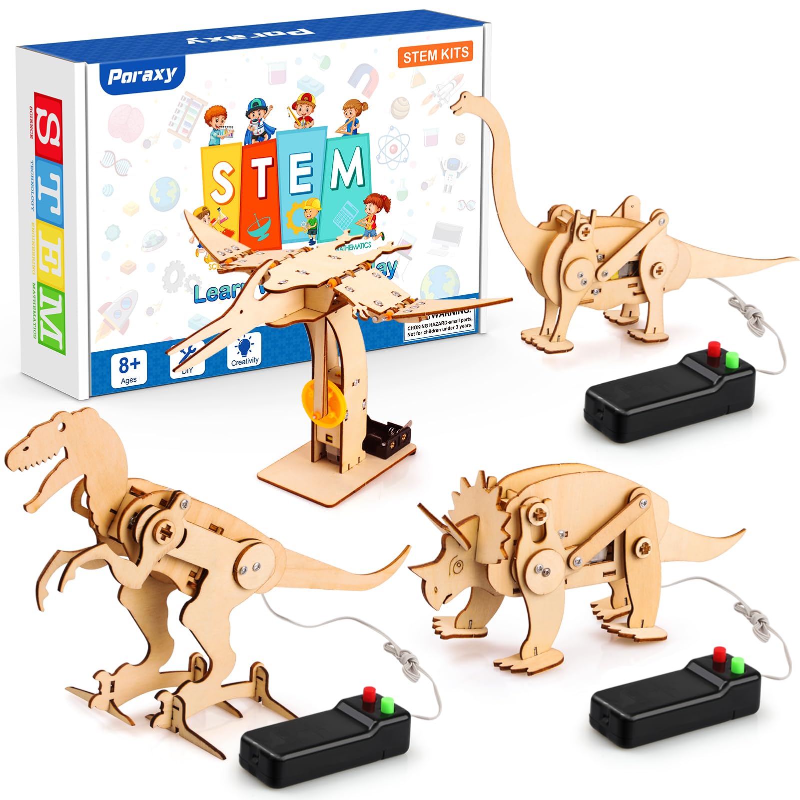 Amazon.com: Poraxy 4 Pack Dinosaur Toys for Kids 8-12, STEM Kits