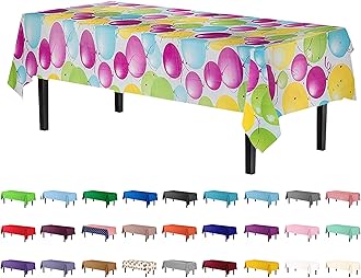 Exquisite 12 Pack Premium Quality Balloon Design Plastic Tablecloth - 54 Inches by 108 inches of Fabulous Rectangle Birthday Tablecloth with Balloon Design for 8 Foot Party Table…