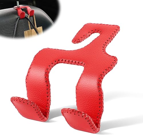 LivTee Gancho de cuero superior mejorado para reposacabezas del asiento del automóvil, 2 en 1, gancho para asiento de automóvil, accesorios
