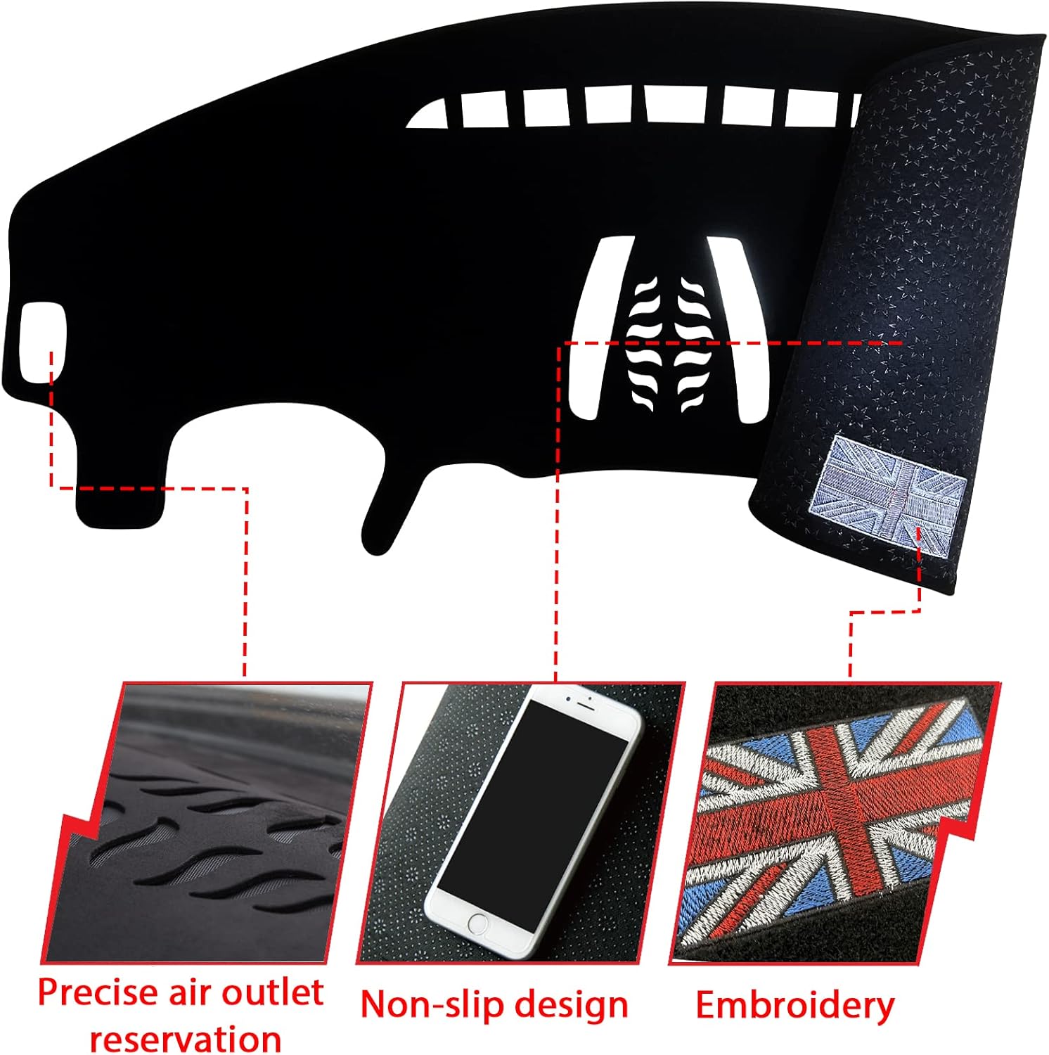 Dashboard Dash Board Cover Mat Pad Carpet Non-Slip Custom Compatible with BMW Mini Cooper R F Series Protector Sun Shield (F60)