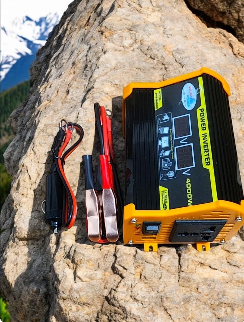 High-Power 4000W DC to AC Power Inverter – 12V to 110V/220V Converter with Dual USB Ports, Universal AC Outlet, LED Display for Cars, Trucks, RVs, and Home Backup (110V)