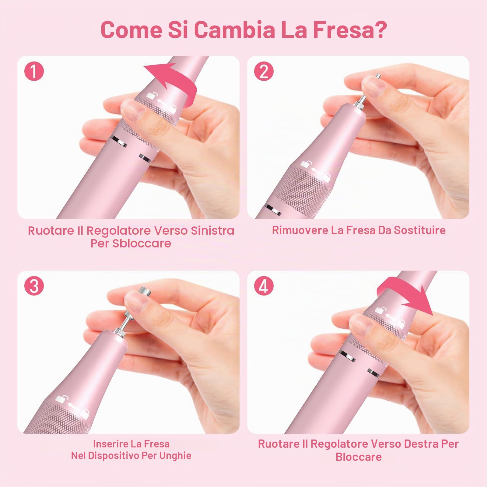 SURFOU Fresa per Unghie 40000 Giri/min, Lima Elettrica Senza Fili Ricaricabile 4000mAh, Velocità Regolabile, Silenziosa e a Basse Vibrazioni, Display LCD, per Gel, Acrilico e Naturali