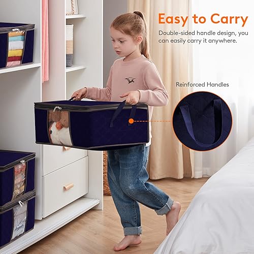 Miniatura 2 de Lifewit Bolsa de almacenamiento de ropa plegable, organizador de armario con asa reforzada, tela resistente, ventana transparente para suéteres,