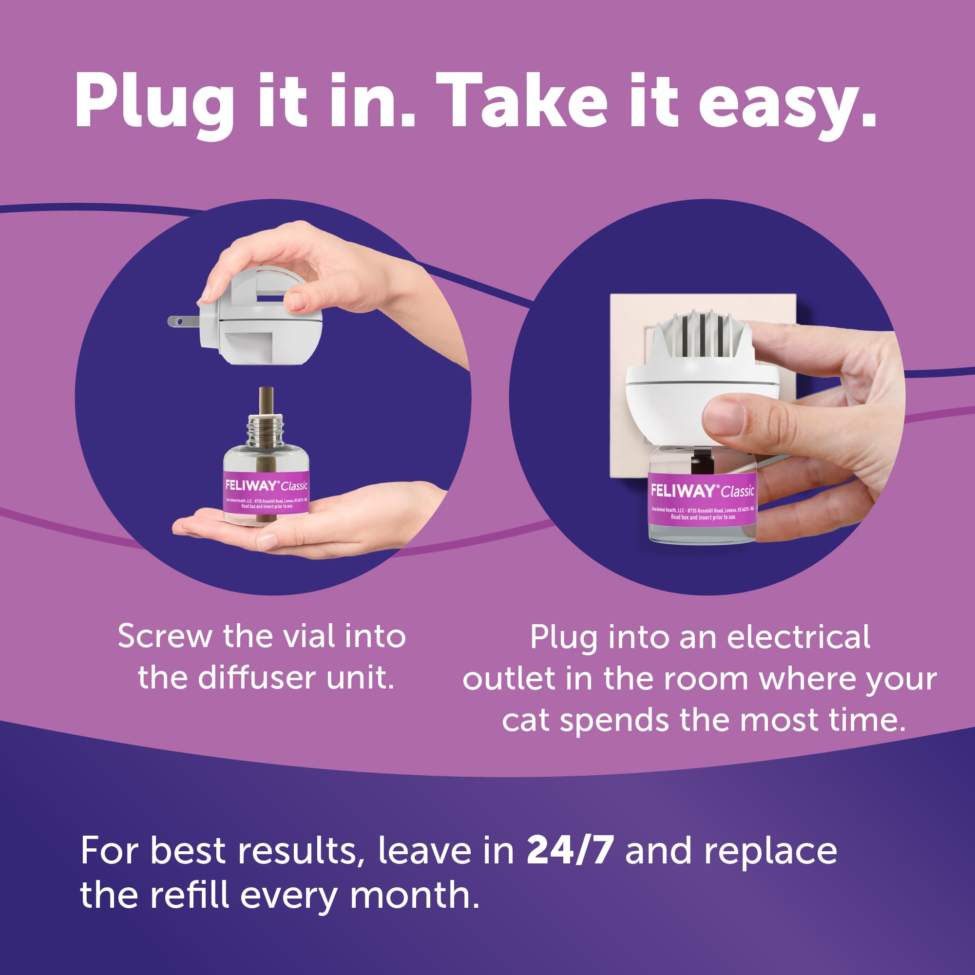 FELIWAY Classic Cat Calming Pheromone Diffuser: 1 Diffuser & 2 Refills (60 Days) - image 4