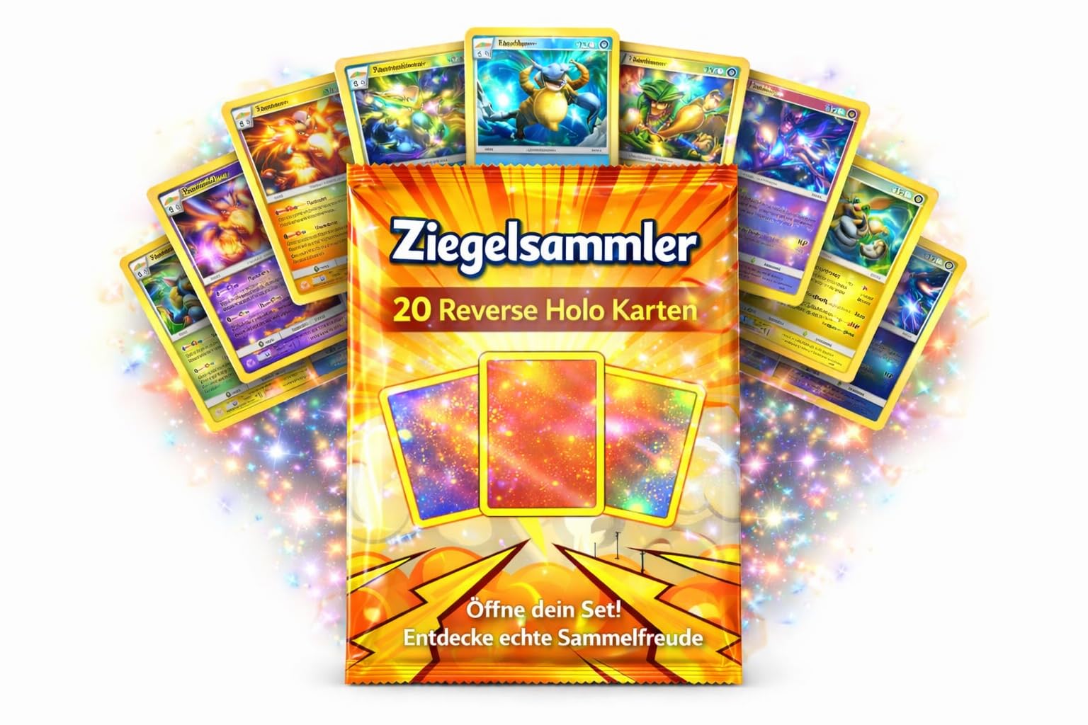 20 Reverse Holo Pokemon Karten Deutsch – 20er Pack Original Glitzer Sammelkarten – Keine Doppelten – Zufällige Karten aus aktuellen Sets – Geschenk für Sammler & Kinder