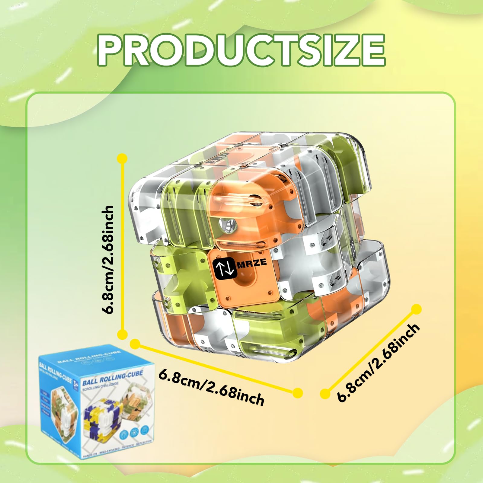 Laberinto de Bolas,Rompecabezas de Cubo de Laberinto 3D Grande,Labyrinth Maze Cubo,Engaging Brain Teaser Toy,Juguete Educativo para Aliviar el Estrés,Entrena la Lógica y Concentración(Naranja)