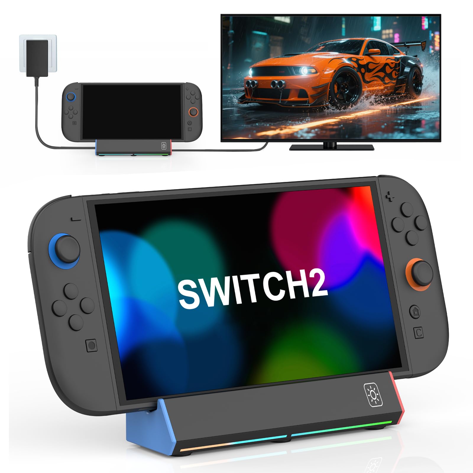 BRIBAT Switch 2 Dock Station for Nintendo Switch 2, Portable TV
