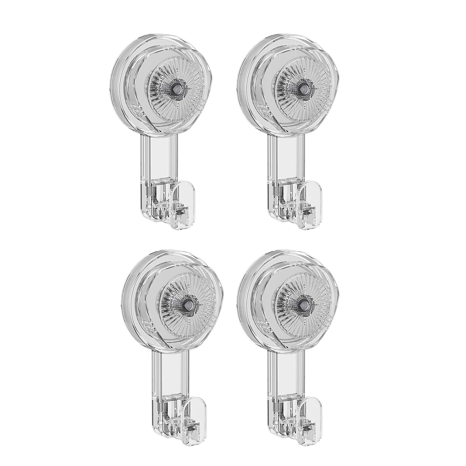 Nucelit Transparent Color Homes Improvement Essential 4Pcs Towel & Clothes Hook With Stable Suction Hanging Hook For Bathroom & Kitchen Use Waterproof Set