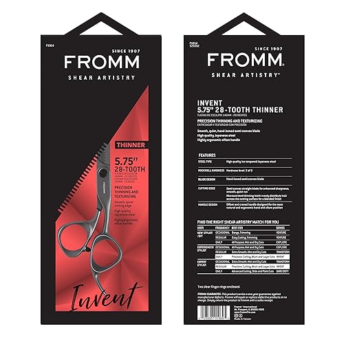 Miniatura 4 de Fromm Professional Invent - Tijeras de precisión para adelgazar y texturizar el cabello de 5.75 pulgadas y 28 dientes para cortes romos y capas