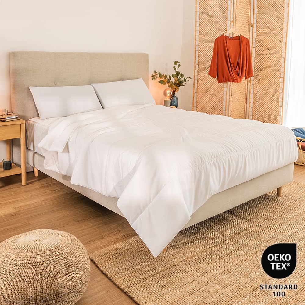 Cecotec Edredón Relleno Nórdico Flow ComfortCloud 3000 Soft (220x220 cm). Edredón Cama 135, Fibra Térmica Autorreguladora, Antibacteriano, Antiácaros, Transpirable, Lavado hasta 30ºC, Oeko-Tex