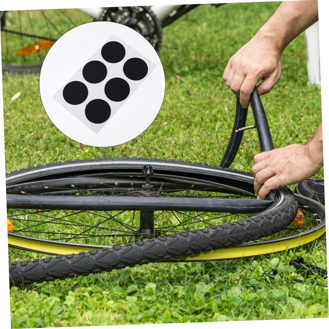 Luxshiny 1set Tire Patch Tube Repair Professional Inner Patch Bike Supply Cycle Accessory Portable Inner Patch Cycle Inner Patch Tire Inner Patch Cycle Supply Rubber Black 4sheets