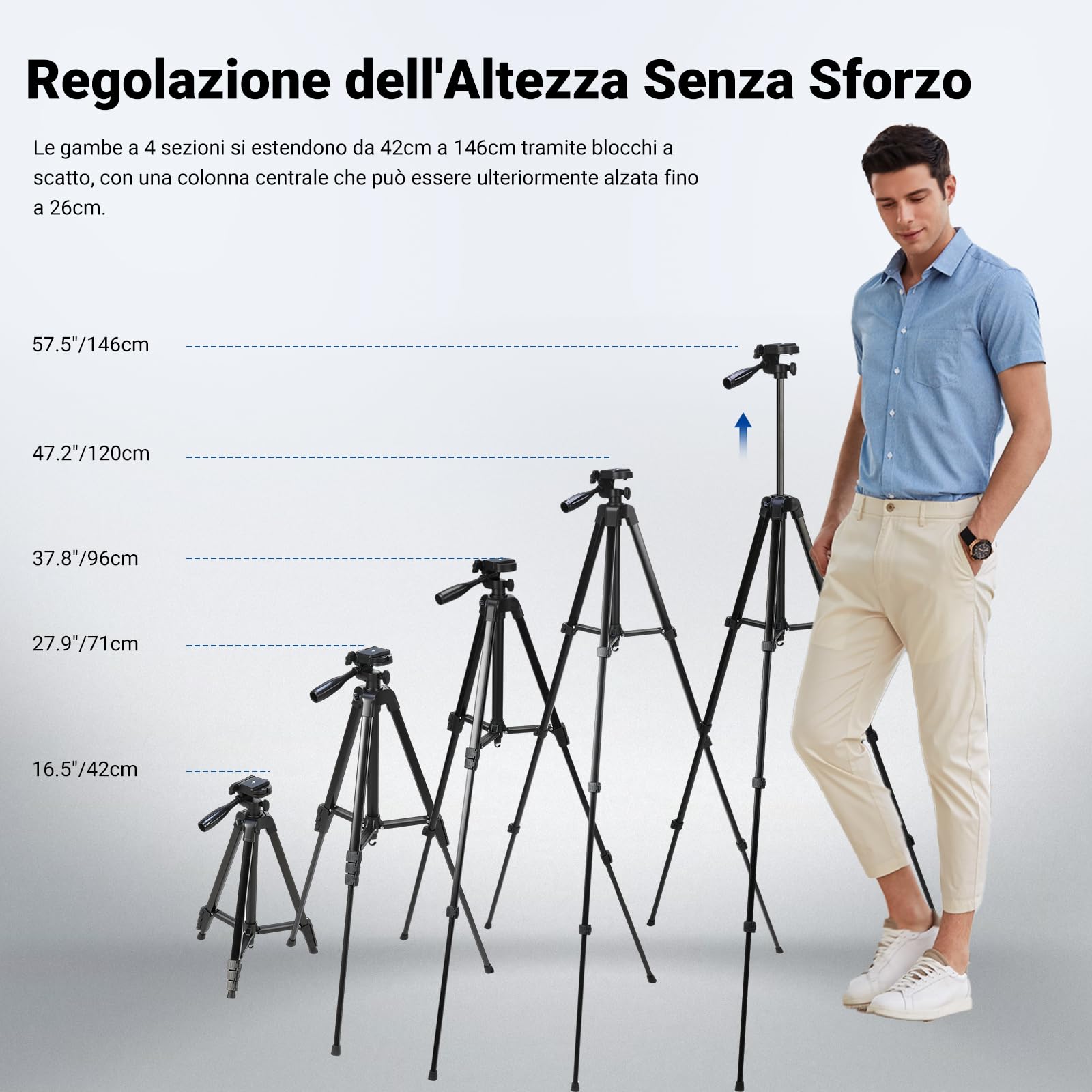 NEEWER ENTRY LEVEL VERSION Treppiede per Telefono e Fotocamera, Cavalletto da Viaggio Portatile Leggero Metallico con Supporto Cellulare a Cold Shoe Compatibile con iPhone per Riprese Video Film, TP53