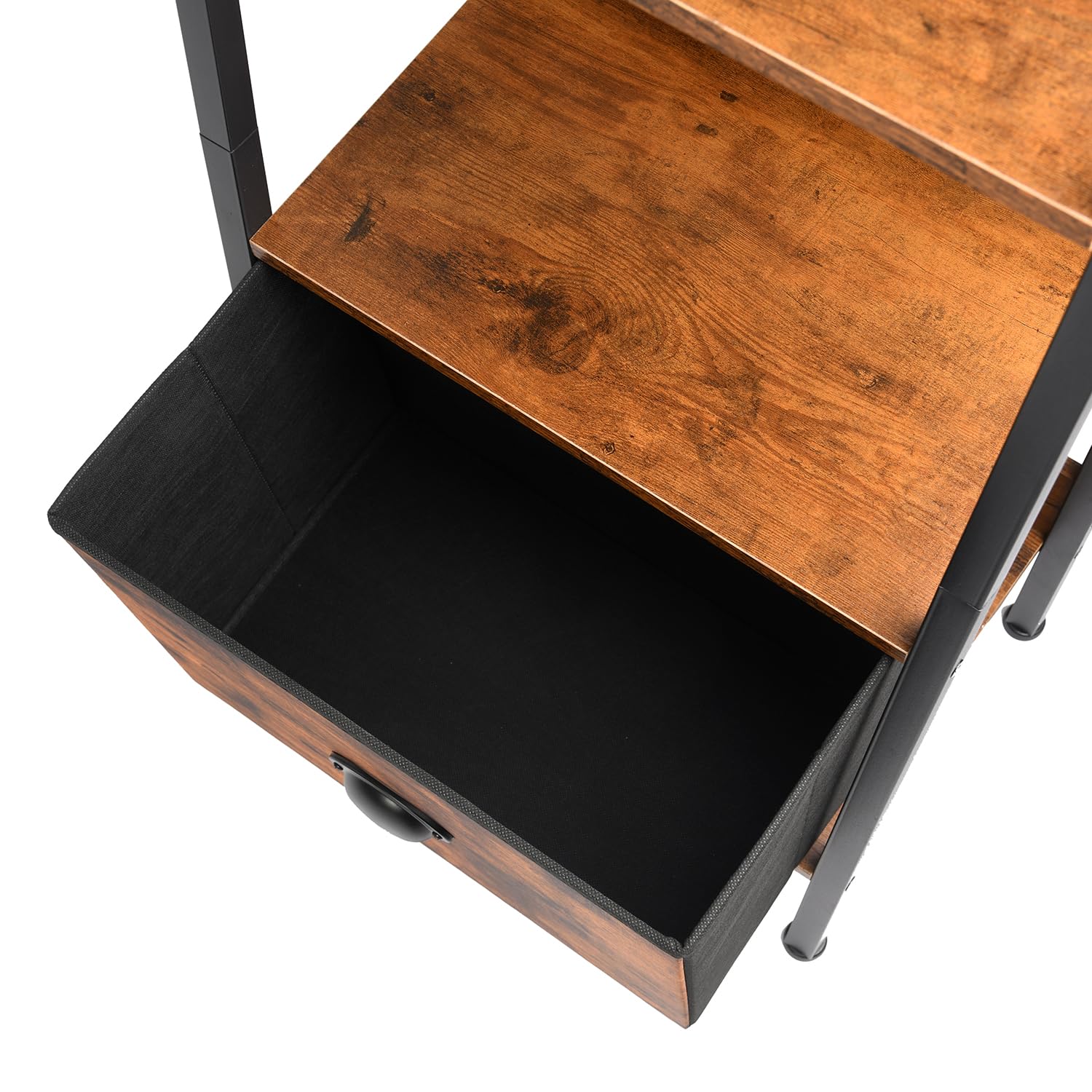 FurnitureR Étagère de Bar, Support de Présentation pour Bar, H-26cm Compartiment, Meuble de Rangement pour Bouteilles d'Alcools et Verres, 5 Niveaux Rangement avec Tiroirs en Non-Tissé, 42x29x141cm