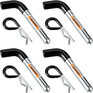 TOPSHINE 5/8" Trailer Hitch Pin & Clip 4-Pack with Vinyl Grip - Fits 2" Receivers, Heavy-Duty Steel for Secure Towing
