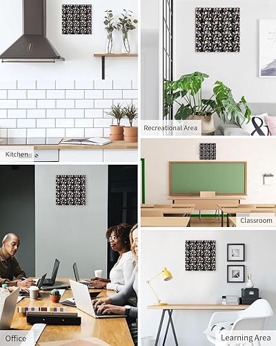 Miniatura 5 de Thanksgiving Wooden Wall Clock Silent Non Ticking, Fall Pink Orange Mushroom White Leaves Black Square Wall Clock Battery Operated, Decor Clock for