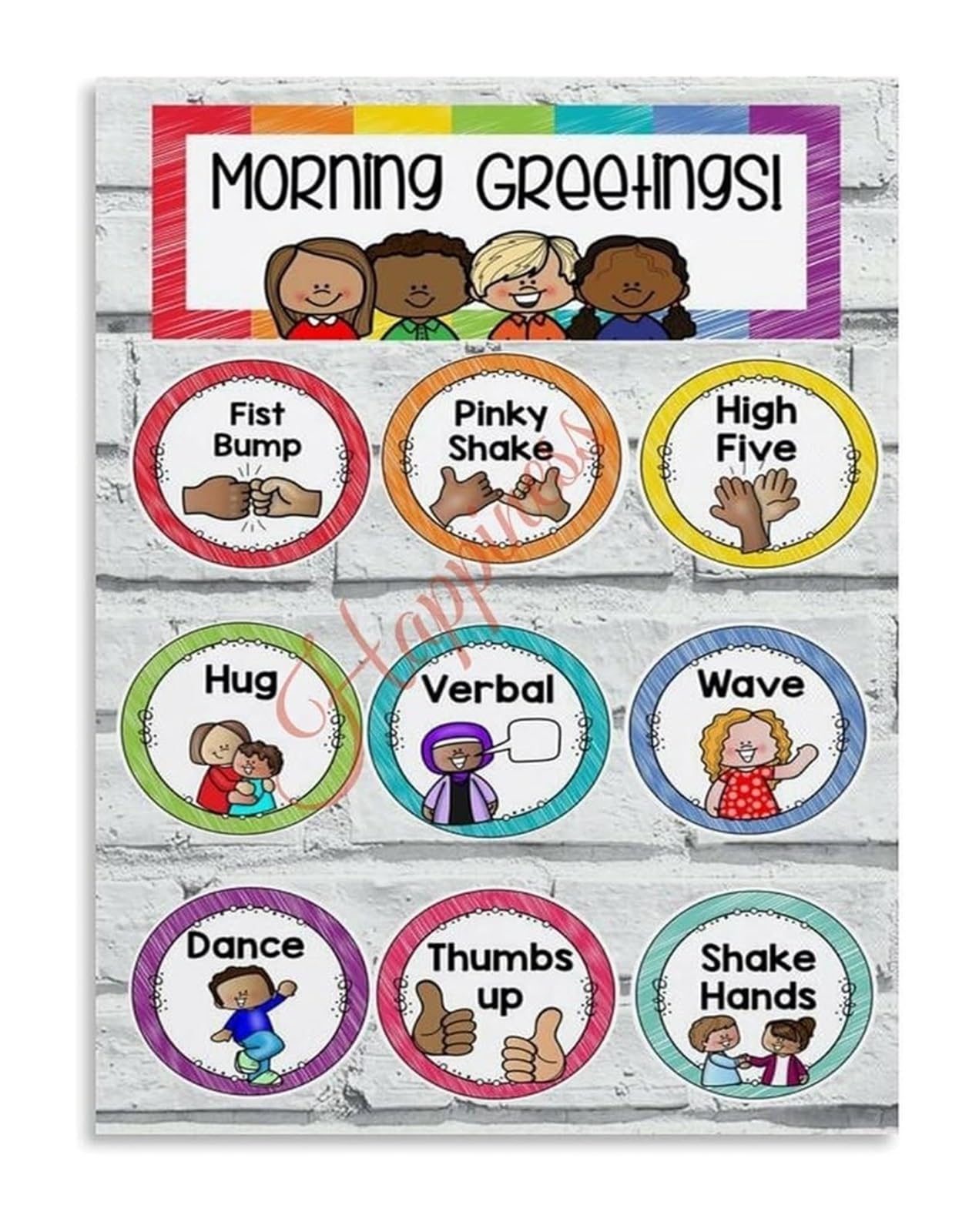 PKNVKZIDK Behavior Support​ Visual Morning Greetings and Classroom Rules Expectations Chart Unframed,08x12inch(20x30cm)