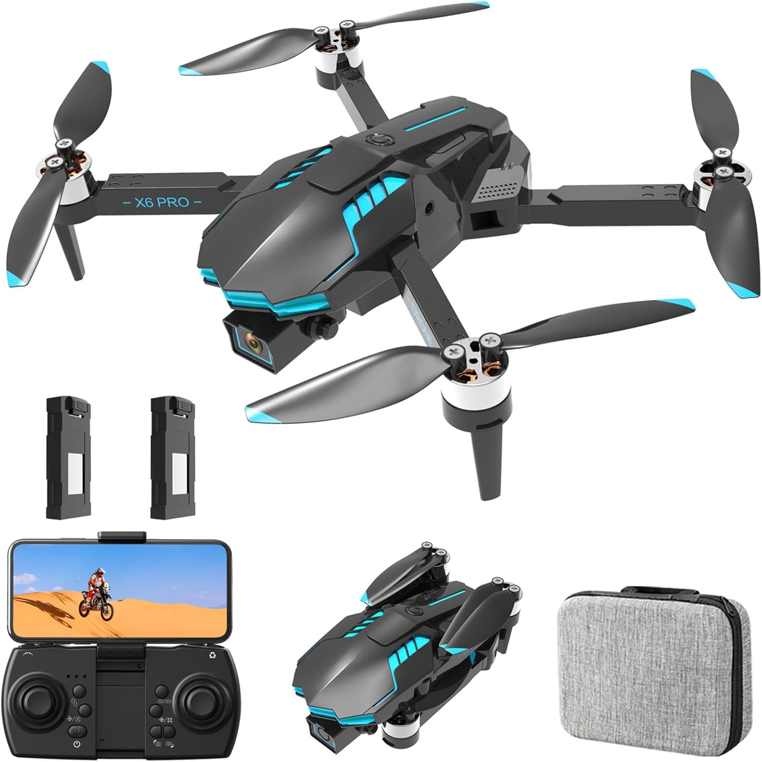 1080P FPV Camera Drone for Beginners, Foldable Quadcopter with Remote Control, Easy to Fly, Portable Design for Adults & Teens, Black