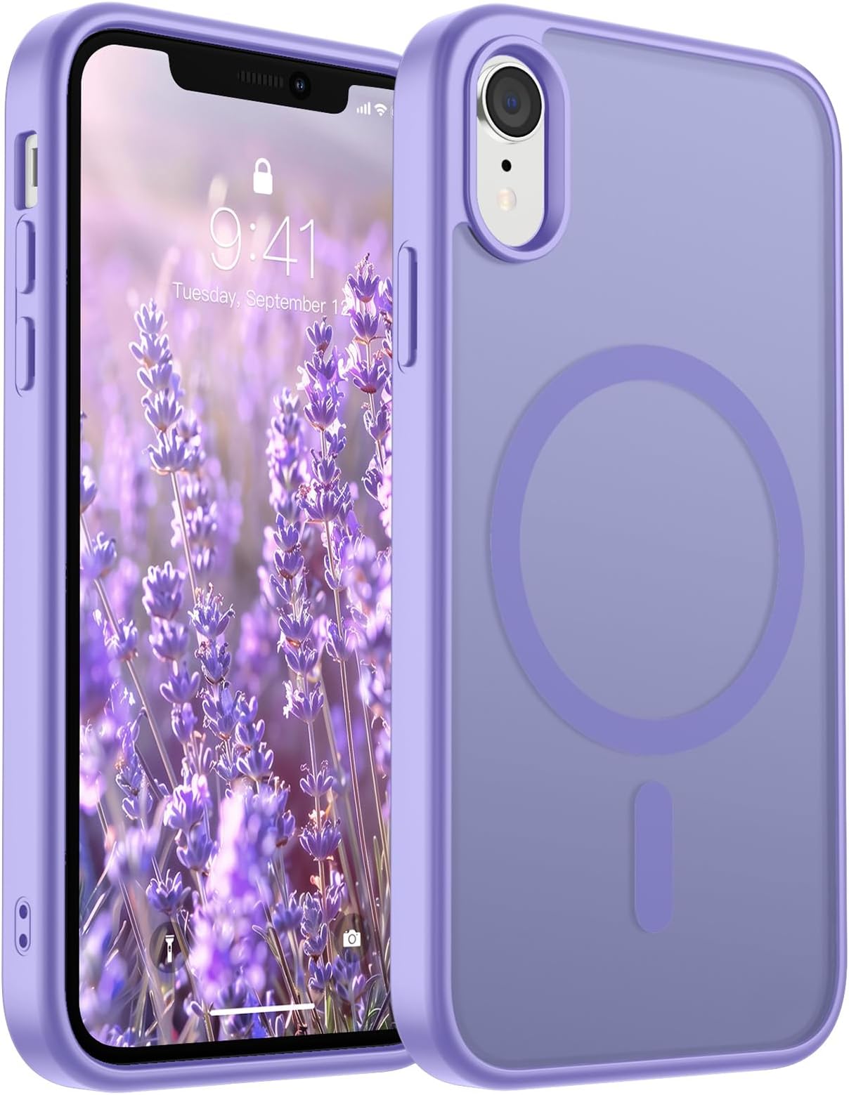 SUPFINE Magnetic for iPhone XR Phone Case(Compatible with MagSafe)(Military Grade Drop Protection) Slim Translucent Matte Shockproof with Anti-Fingerprint Phone Case,Purple