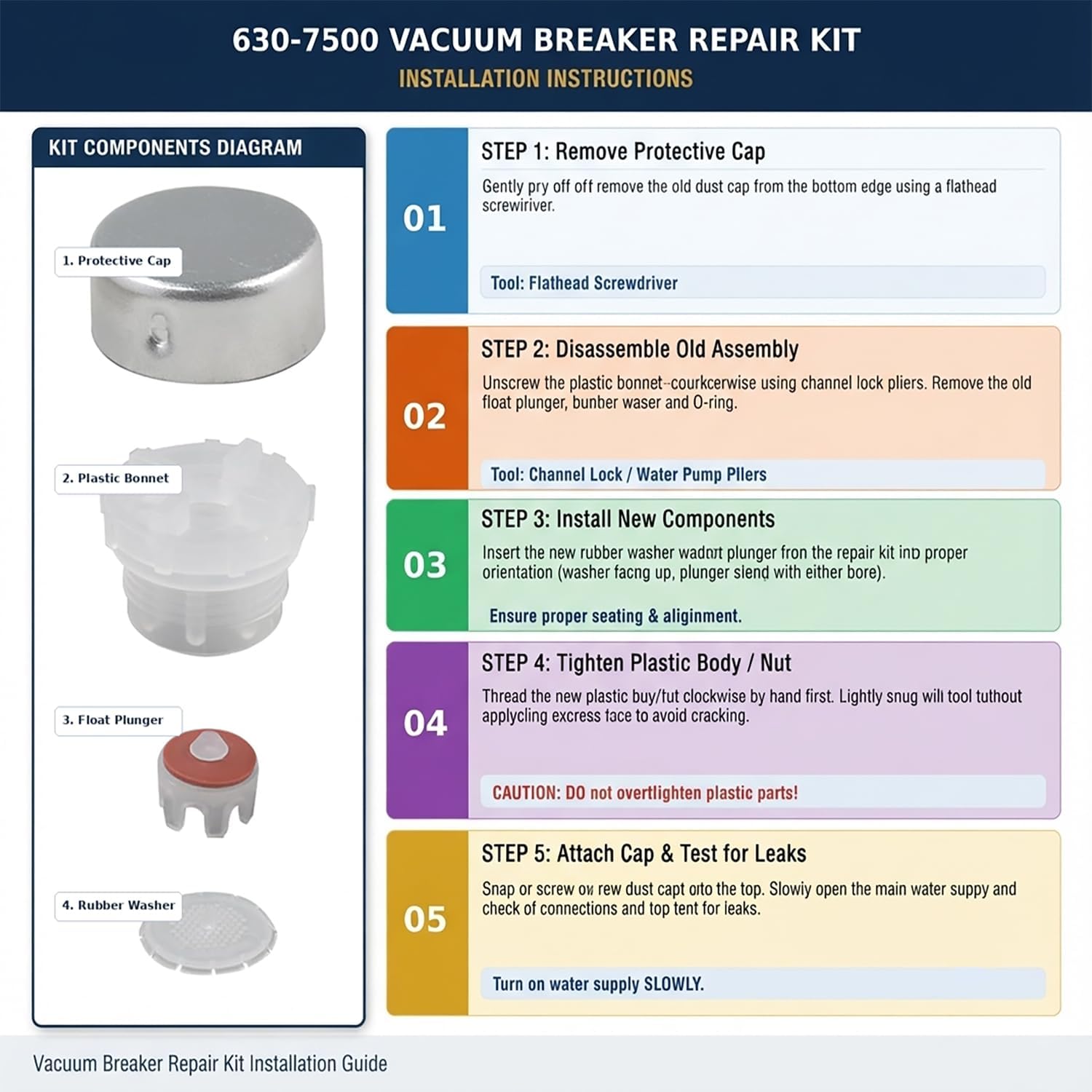 630-8500 Wall Hydrant Complete Service Repair Kit Outdoor Faucet Repair Kit | Compatible with Mansfield Style Hydrants 300 400 500 Series Diamond Wall Hydrants 300 400 Series