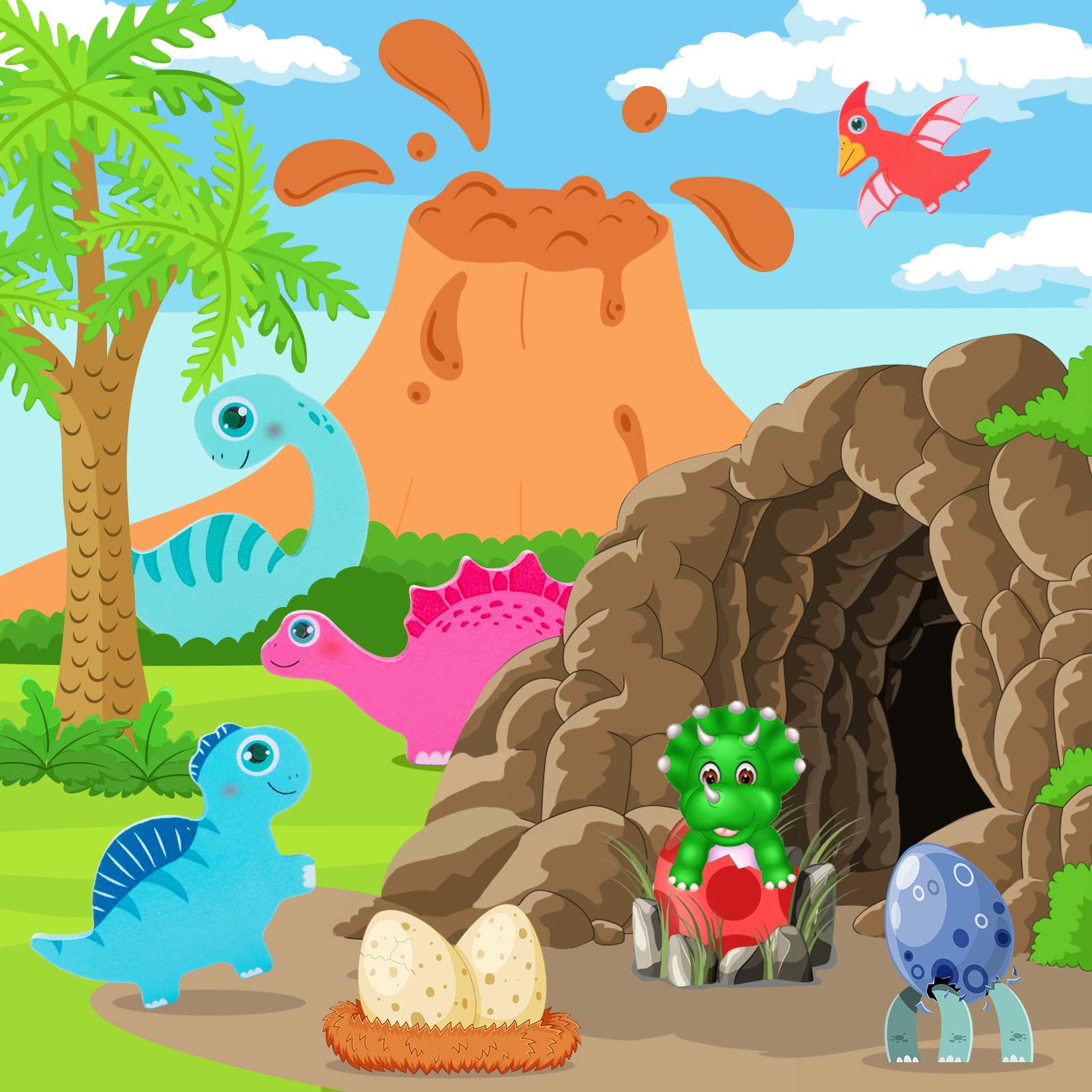 Juguete Montessori De Dinosaurios – Puzzle De Madera Con 6 Huevos De Colores Y Base Para Clasificar, De 1 A 3 Años